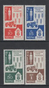 XG-M610 NEPAL - Freedom From Hunger, 1962 4 Values MNH Set