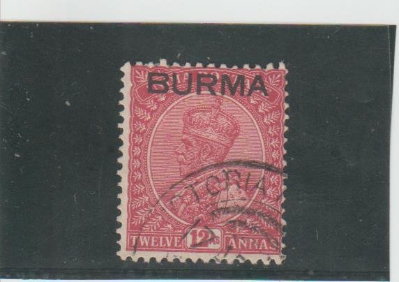 Burma  Scott#  12  Used  (1937 Overprinted)