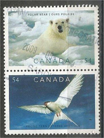 CANADA, 2009, used 54c Pair, Polar bear/Artic tern Scott 2326