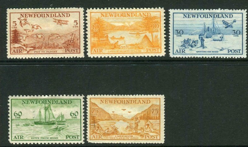 NEWFOUNDLAND-1933 Air.  A mounted mint set Sg 230-234