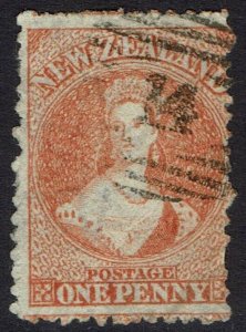 NEW ZEALAND 1864 QV CHALON 1D WMK STAR PERF 12½ USED