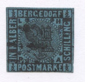 Bergedorf Scott 1a - 1867 ½s Arms of Lübeck and Hamburg - SCV $125.00
