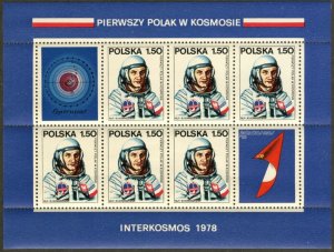 POLAND Sc#2270-71 & 2270a-71a in sheets of 6 1978 Polish Cosmonauts Mint NH