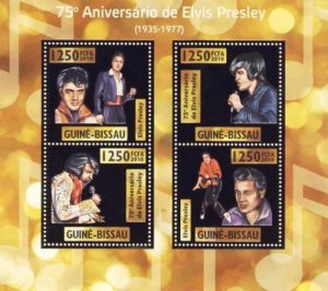 Guinea-Bissau - 2010 Elvis Presley 4 Stamp Gold Sheet Michel #4745-8 GB10308ag