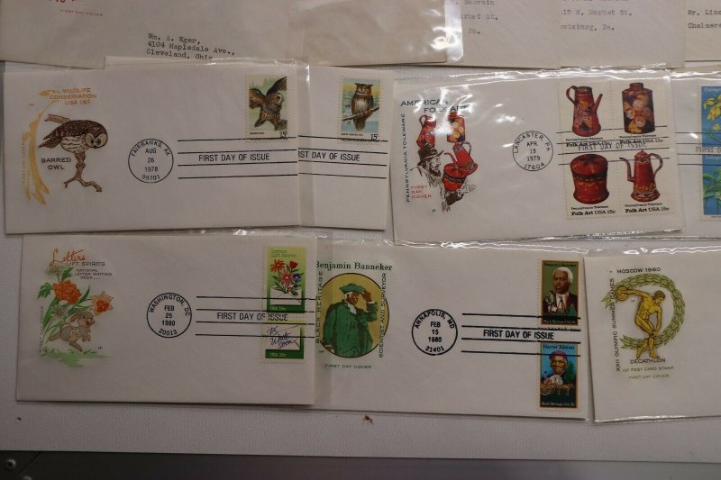 US HF House Farnam Color Cachet FDC lot 100+1940-1950s Commemoratives addressed