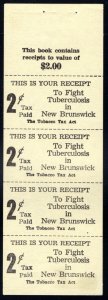 van Dam NBT2a, NB Tobacco Tax, 2c, pane of 4, NGAI, New Brunswick, Canada