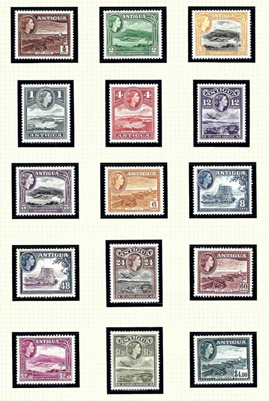 Antigua 107-21 MNH 1953-56 Definitive Set