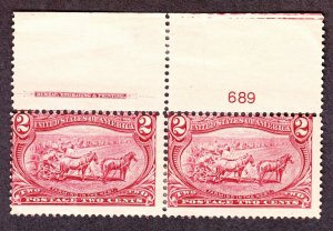 US 286 2c Trans-Mississippi Plate #689 Inscription Pair AVG OG H SCV $60