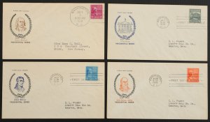 U.S. Used Stamp #803/#851 Prexies. Lot of 34 Fidelity Wreath First Day Covers.