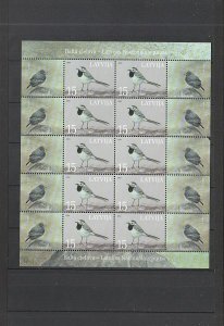 Latvia  Scott#  577  MNH  Full Sheet  (2003 White Wagtail)