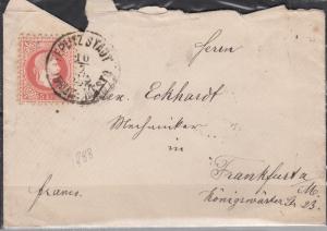 Austria - 10.7.1888 5kr as single franking on cover to Frankfurt (1503)