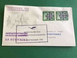 Germany 1961 AB Nurnberg Night Post  First Flight Stamp Cover R43854