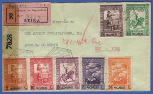 MOZAMBIQUE Portugal 1944 Reg. Censored Cover BEIRA to USA, Beautiful!