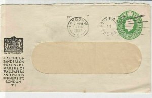 Great Britain 1937 Post Early in the Day Slogan Wallpaper Ad Stamp Cover Rf32556
