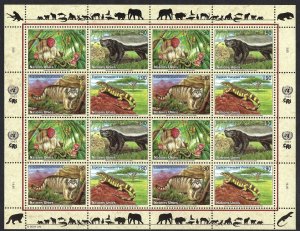 UN Geneva #386-389 90¢ Endangered Species (2002). Full mini-sheet. MNH