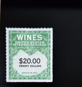 1949 $20 U.S. Internal Revenue Cordial & Wine, Green Scott RE181 Mint F/VF NH