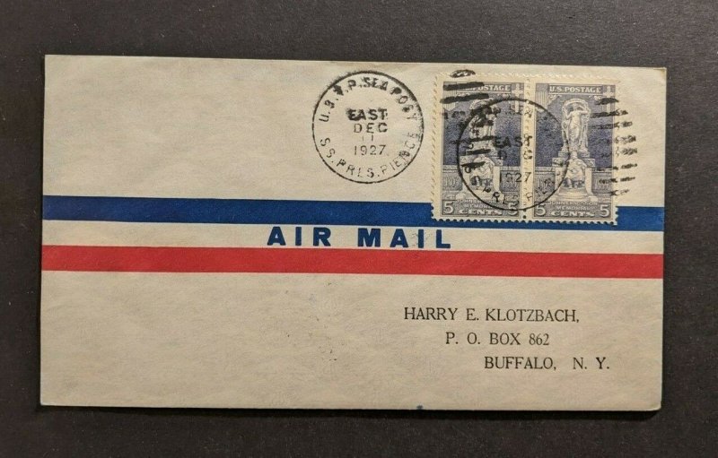 1927 SS President Pierce USTP Sea Post Airmail Cover to Buffalo New York