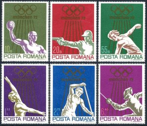 Romania 2341-2346, MNH. Olympics Munich-1972.Discus,Gymnastics,Canoeing,Fencing.