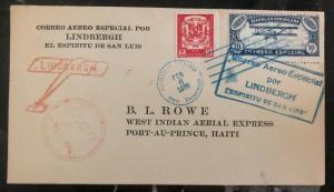 1928 Dominican Republic First Flight Airmail Cover FFC To Haiti Lindbergh Pilot