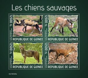 Guinea 2019 MNH Wild Animals Stamps Wild Dogs African Wild Dog 4v M/S