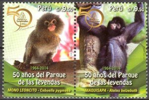 Peru 2014 Park of Leyendas Monkeys set of 2 MNH