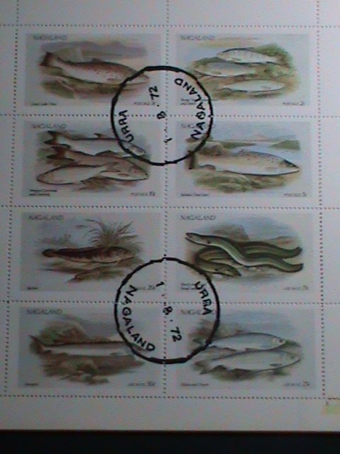 NAGALAND 1972 -WORLD COLORFUL LOVELY OCEAN FISHES CTO SHEET VERY FINE