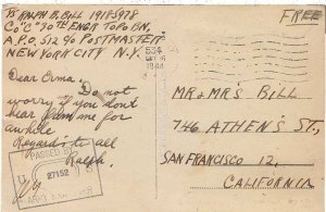 United States A.P.O.'s Soldier's Free Mail 1944 U.S. Army A.P.O. 534 Algiers,...