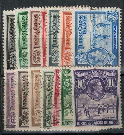 Turks and Caicos 1938-1945 SC 78-89 Used Set