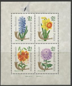 HUNGARY Sc#B233b 1963 Flowers Souvenir Sheet OG Mint Hinged with Thin