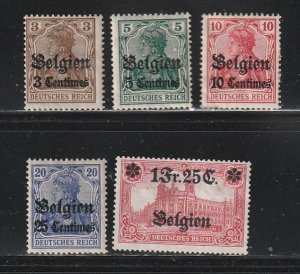 Belgium N1-N4, N8 Under German Occupation MH Surcharges, N8 No Gum