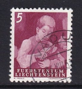 Liechtenstein  #247  used  1951  boy cutting bread 5c