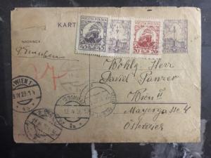 1928 Sandomierz Poland Postcard Cover Extra Uprated To Vienna Austria