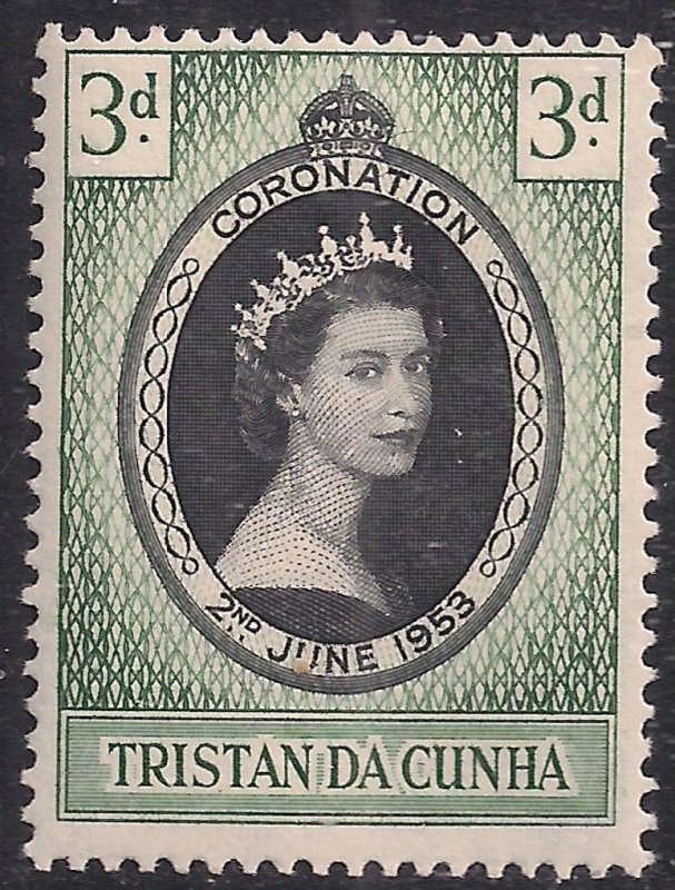 Tristan Da Cunha 1953 QE2  1/2d Coronation MM SG 13 ( H1024 )