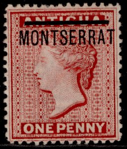 MONTSERRAT QV SG1, 1d red, M MINT. Cat £32.