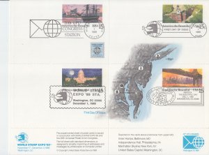 1989 USA America the Beautiful PC's Sheet of 4 (Scott UX142a) FDC