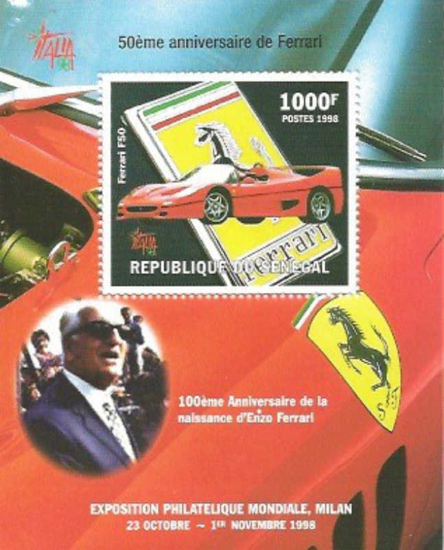 Senegal - 1998 Ferrari Anniversary - Stamp Souvenir Sheet - 19F-009