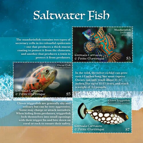 YEAR 2020-GRENADA - SALWATER FISH  3V complet set    MNH ** T