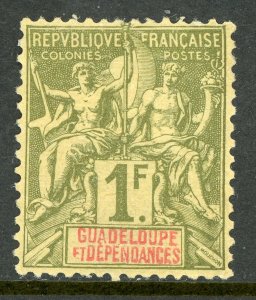 Guadeloupe 1892 French Colony 1 Fr Olive Commerce & Navigation SG #47 Mint D942