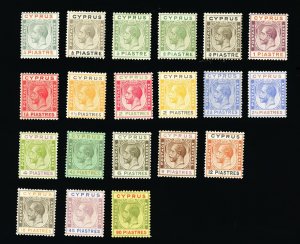 [CYPRUS] 1924-28 ¼p-90p 103-122 / SC 89-108 (MH)