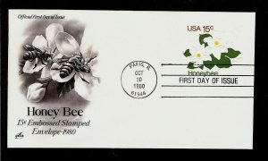 FIRST DAY COVER #U599 15c Honey Bee Embossed Stamped Envelope ARTCRAFT U/A FDC