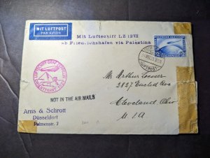 1929 Germany LZ127 Graf Zeppelin Orient Flight Airmail Cover to Cleveland OH USA