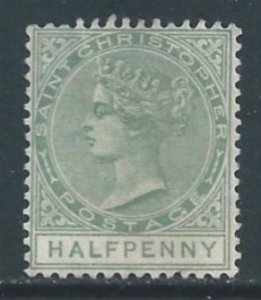 St. Christopher #8 Mint No Gum 1/2p Queen Victoria - Wmk. 2 - Perf 14