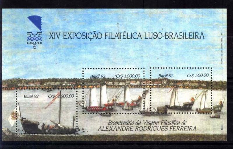 BRASIL BRAZIL 1992 SHIPS FERREIRA PAINTINGS S/S YV BL 88 MI 90 MNH