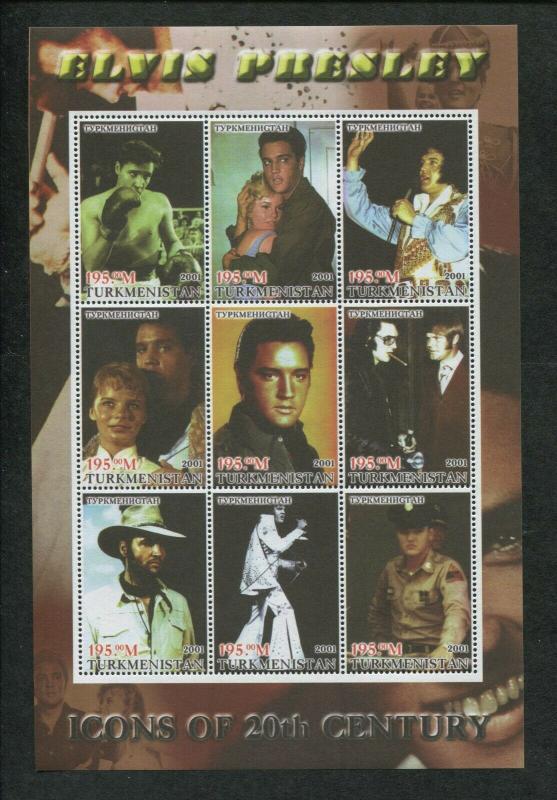 Turkmenistan Commemorative Souvenir Stamp Sheet - Elvis Presley