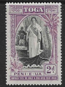 TONGA SG72 1938 ACCESSION ANNIVERSARY 2d BLACK & PURPLE MTD MINT