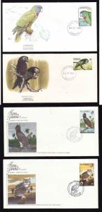 Flora & Fauna of the World #170-Birds-Eagle-Owl-Parrots-four different FDCs