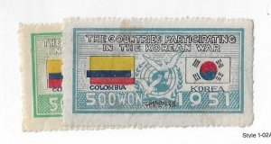 Korea Sc #142-143 set of 2 Colombia OG VGF