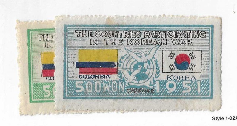 Korea Sc #142-143 set of 2 Colombia OG VGF