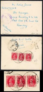 India 1942 Registered Censored Active Service cover