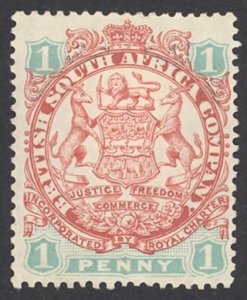 Rhodesia Sc# 27 MH 1896 1p Coat of Arms